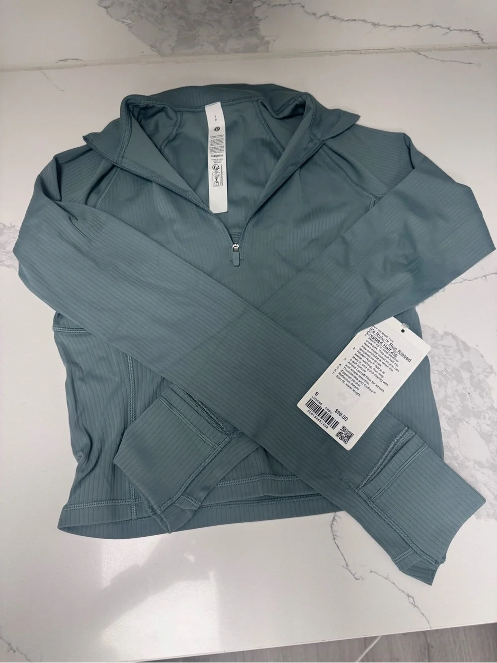 lululemon athletica Ribbed Half-Zip Hoodie in Sage Green